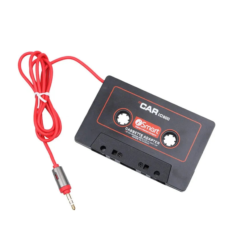 Black car cassette adapter with 3.5mm jack for MP3 player and mobile phone connection