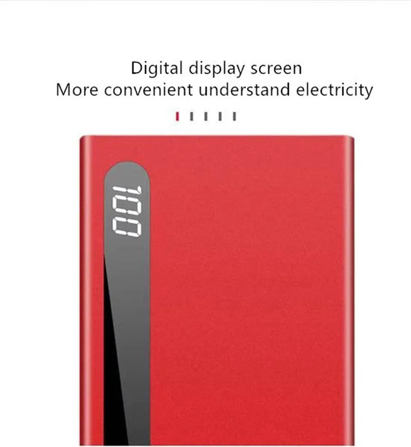 Ultra-thin 20000mAh power bank with digital display in black