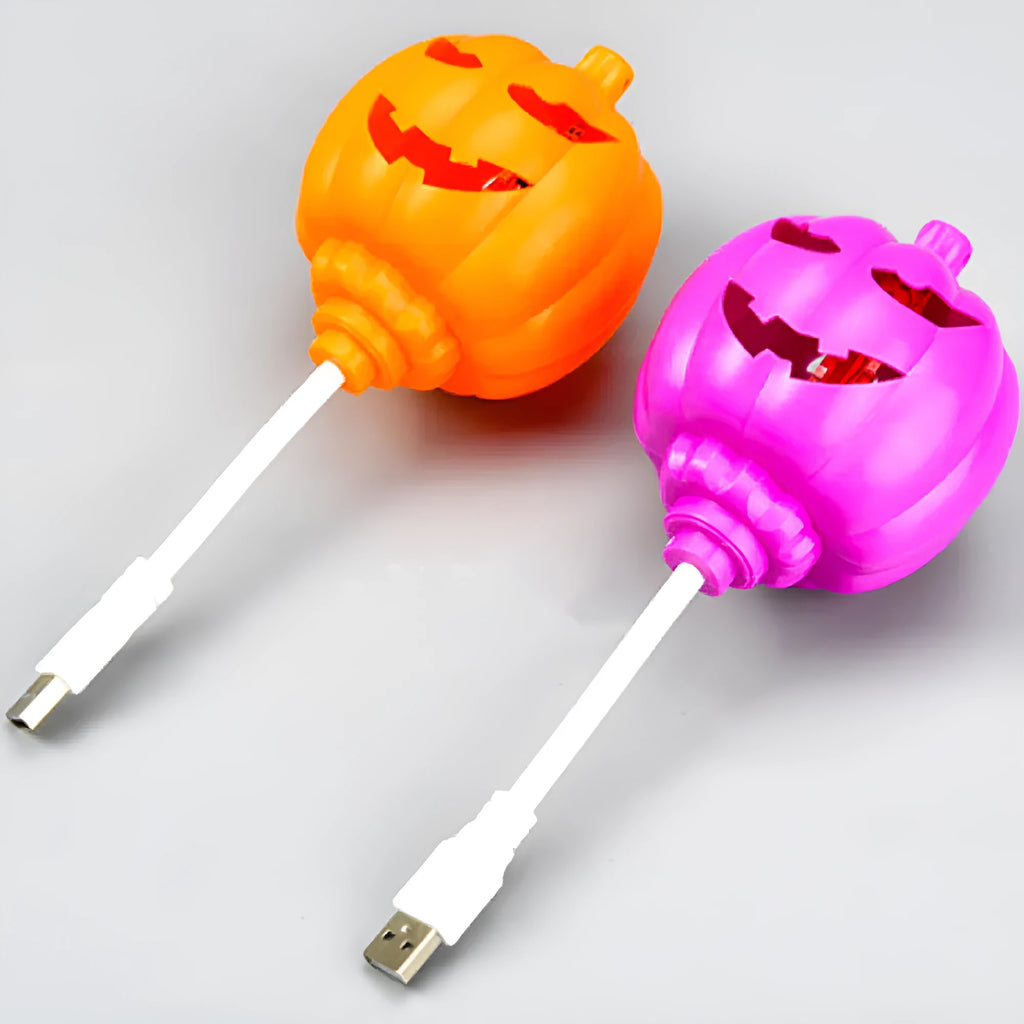 USB rechargeable pumpkin lamp with yellow or purple light option for holiday decoration