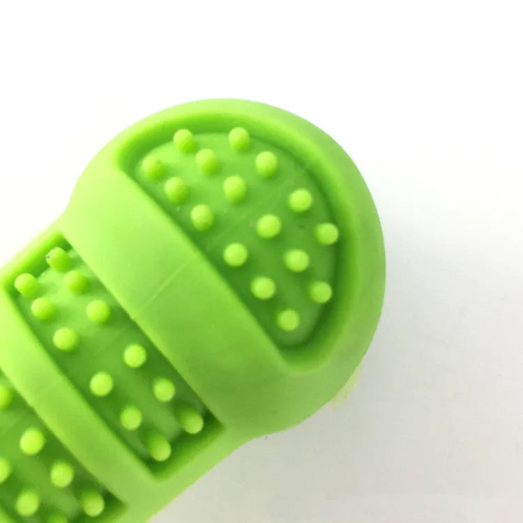 Bone-shaped silicone dog molar stick with bristles for teeth cleaning and easy toothpaste hole