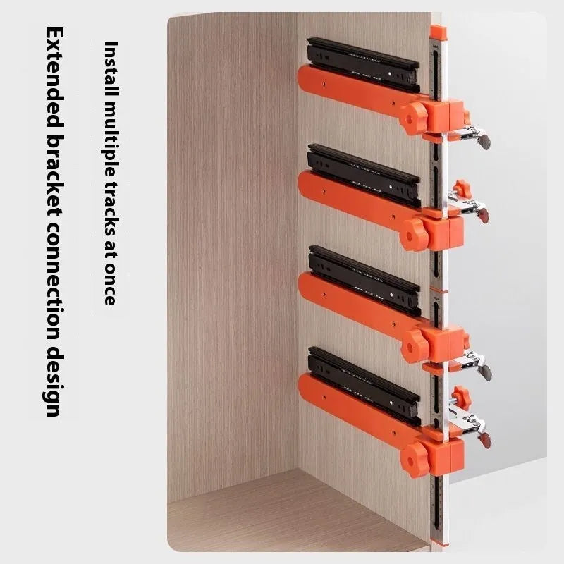 Drawer track holder with rapid clamp and 58 copper cutting edge for woodworking guide rail installation