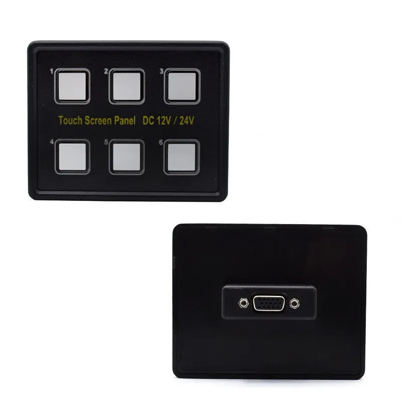 Wrangler 6-way touch switch panel black with blue and white LED indicators for car boat bus modification