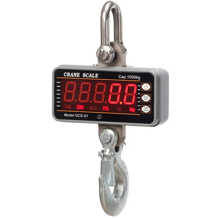 Orange electronic crane scale with digital display for 500kg industrial weighing