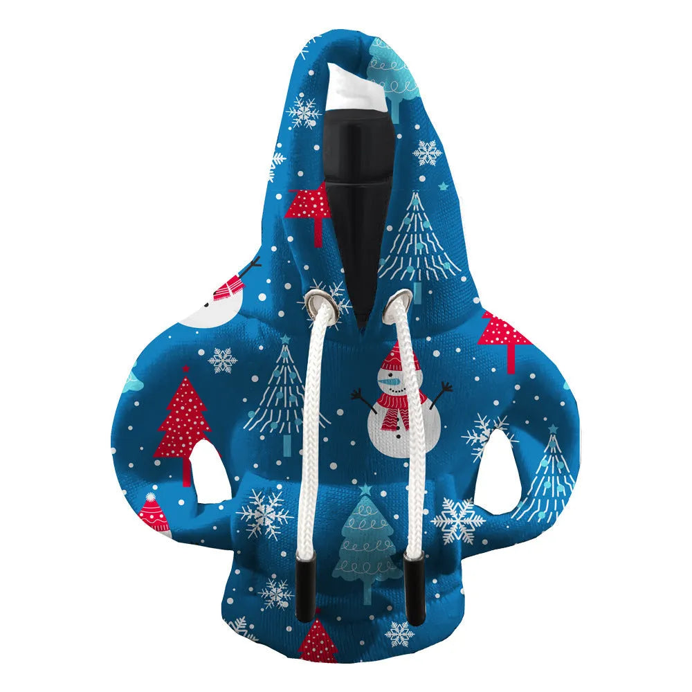 Thickened polyester car gear handle cover with red snowman Christmas design for dustproof decoration