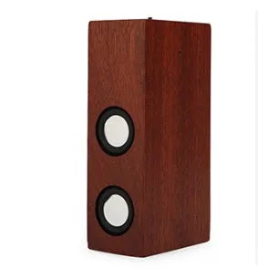 Retro wooden Bluetooth speaker in bamboo, black walnut or sapele wood finish showing USB port