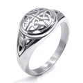 Silver alloy geometric unisex ring side view plain band no stones