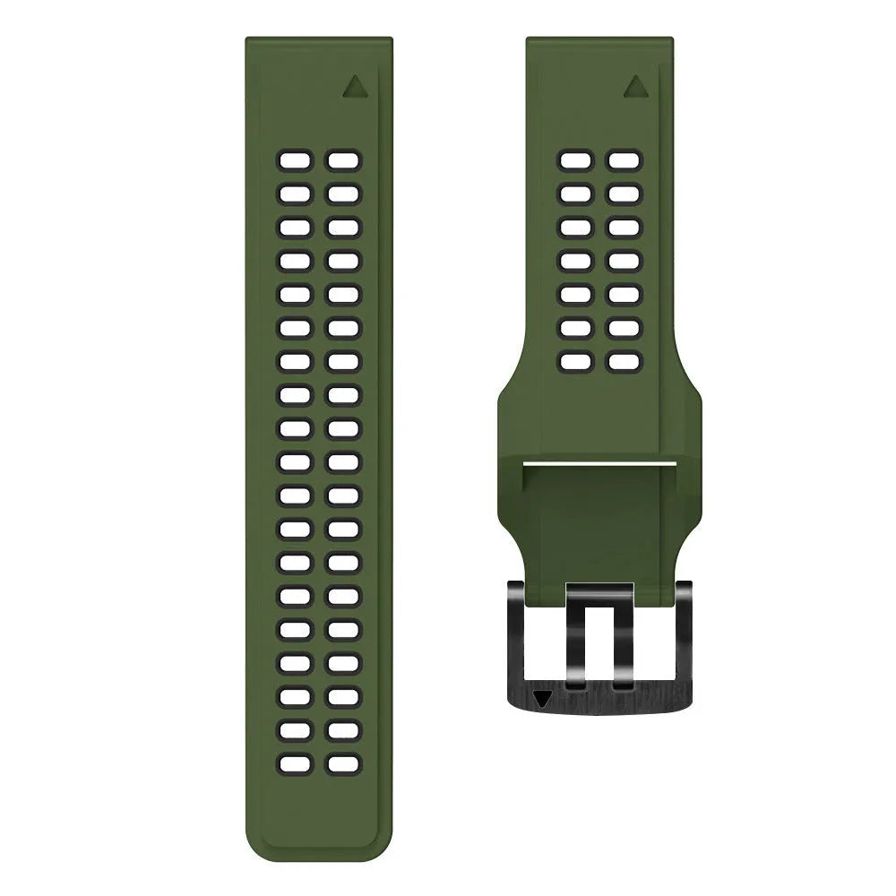 Quick-release double-row hole two-colour silicone watch strap with pin buckle