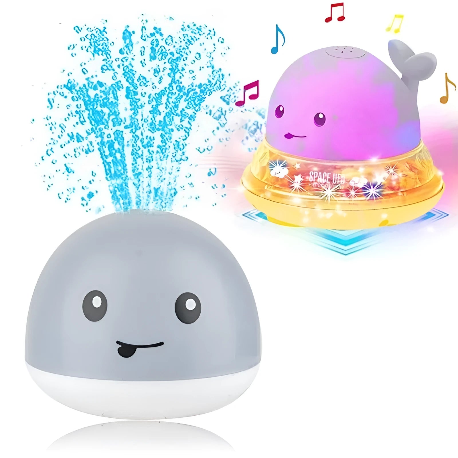 Automatic water induction whale bath toy spraying water with colourful LED lights