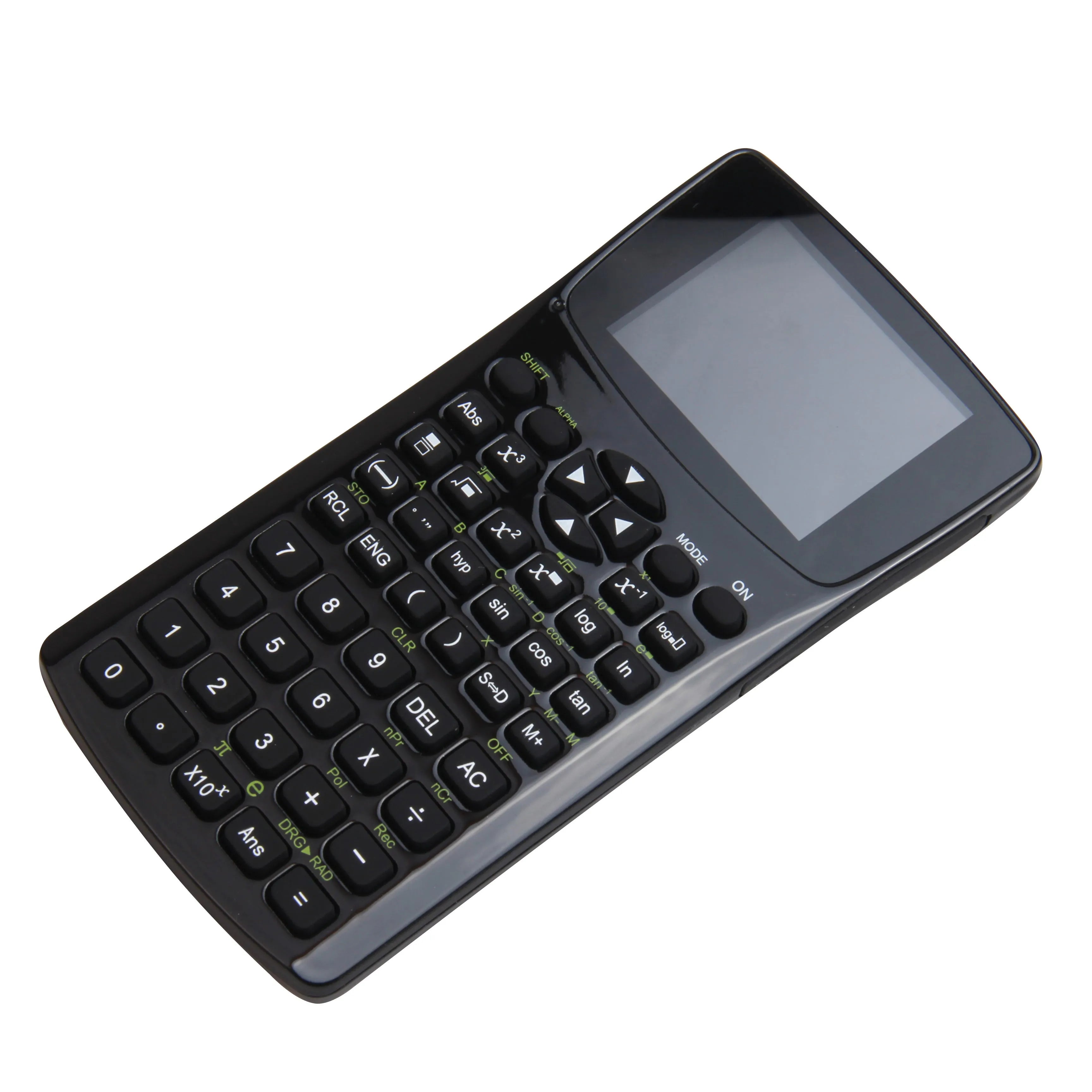 Black multifunctional e-book reader with compact screen and adjustable strap showing multilingual interface