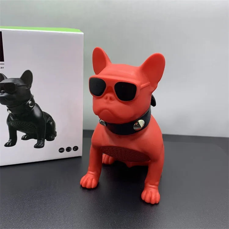 Mini full body bulldog Bluetooth speaker in black, red, or white colours with wireless audio streaming