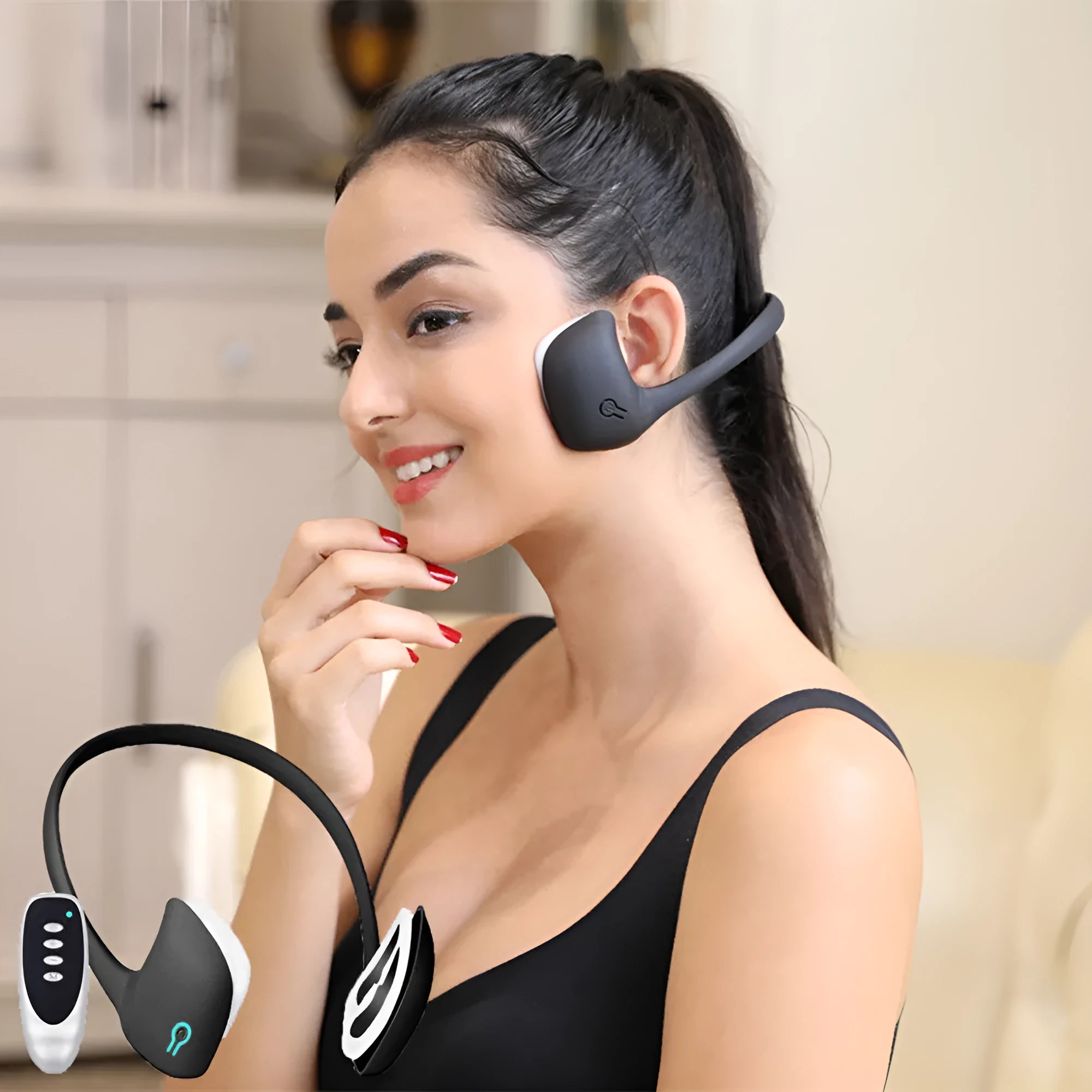 Micro Current Facial Facelift device in Black, showing compact size for facial massage and lifting
