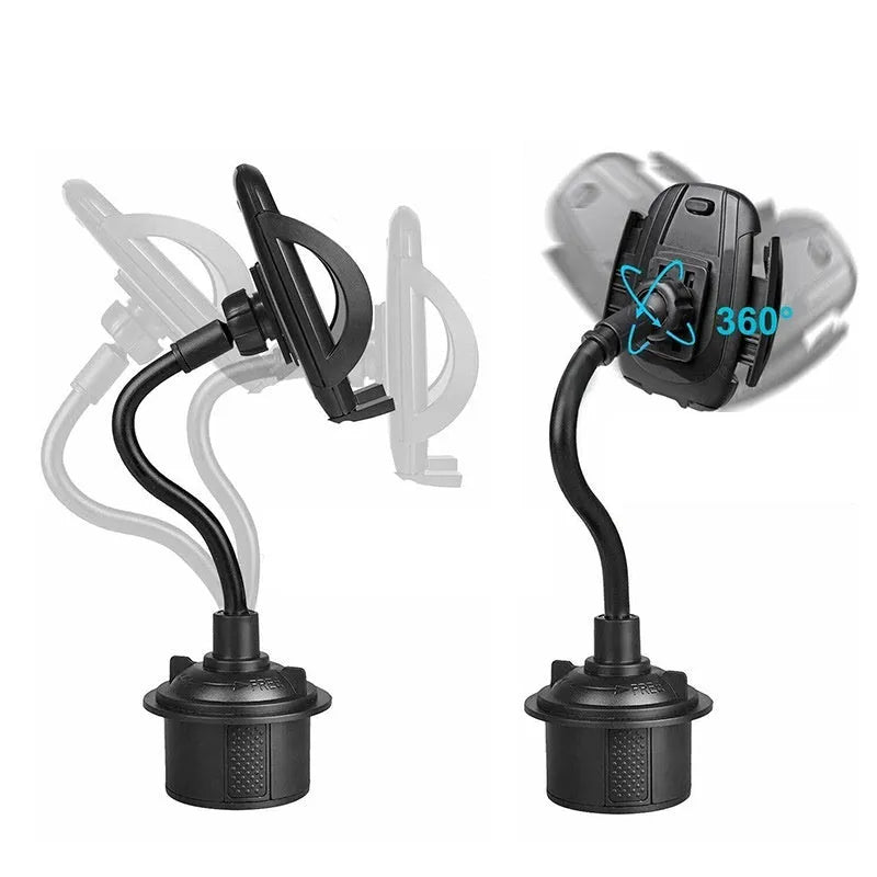 Black car cup holder mobile phone holder with ABS plastic and aluminium tube design