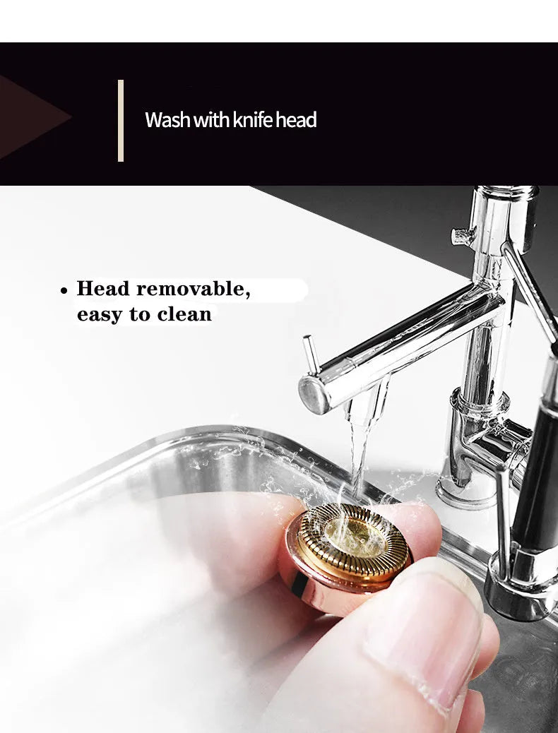 Lipstick-shaped ladies electric eyebrow trimmer with gold plated head in rainbow colour