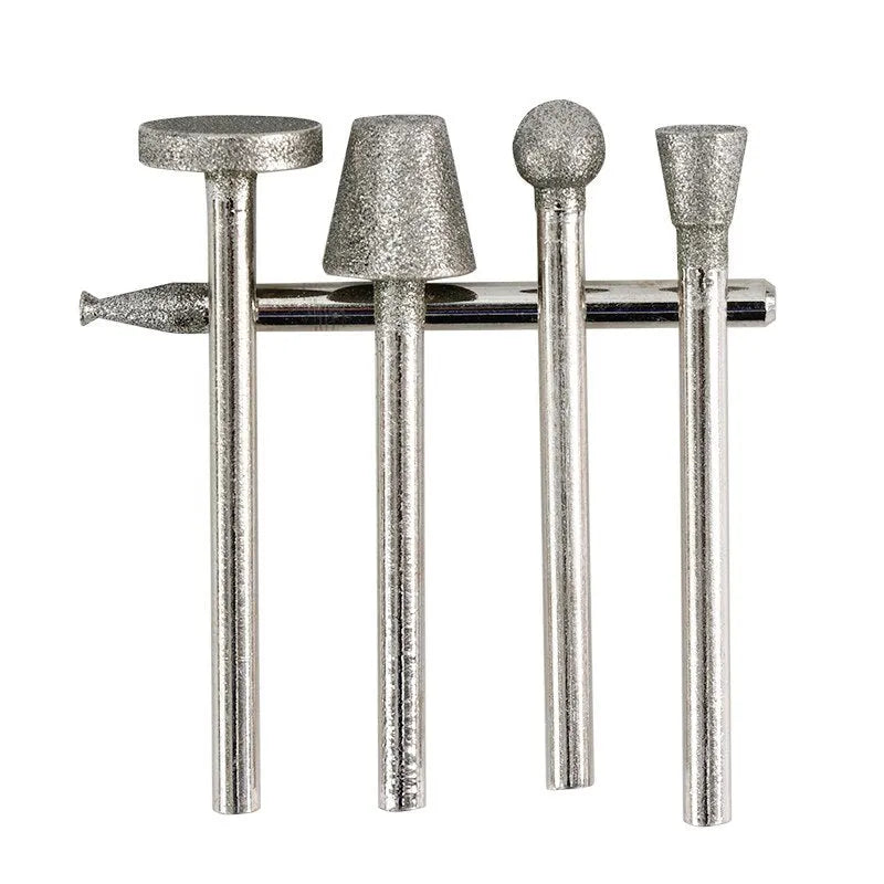 Alloy diamond grinding heads with elliptical cone shape and 3mm shank for glass jade stone work