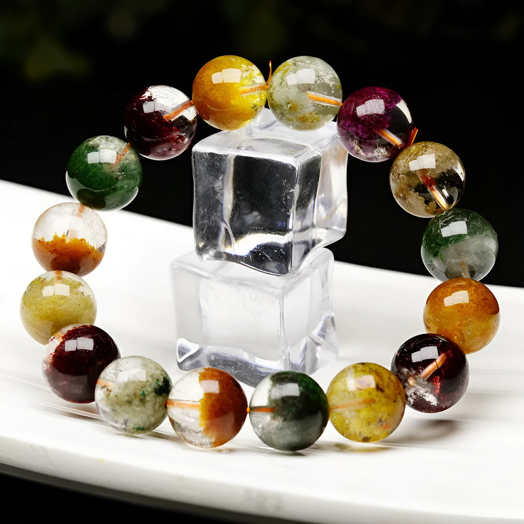 Colourful crystal bracelet with ghost cornucopia design in ethnic retro style.