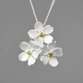 Myosotis Sylvatica sterling silver floral pendant with electroplated finish in pastoral style