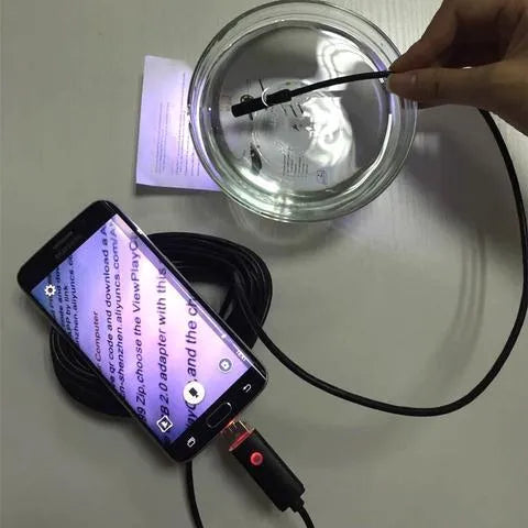 Android waterproof endoscope with 7mm camera, 1.3MP, 6 LED lights, IP67, black colour