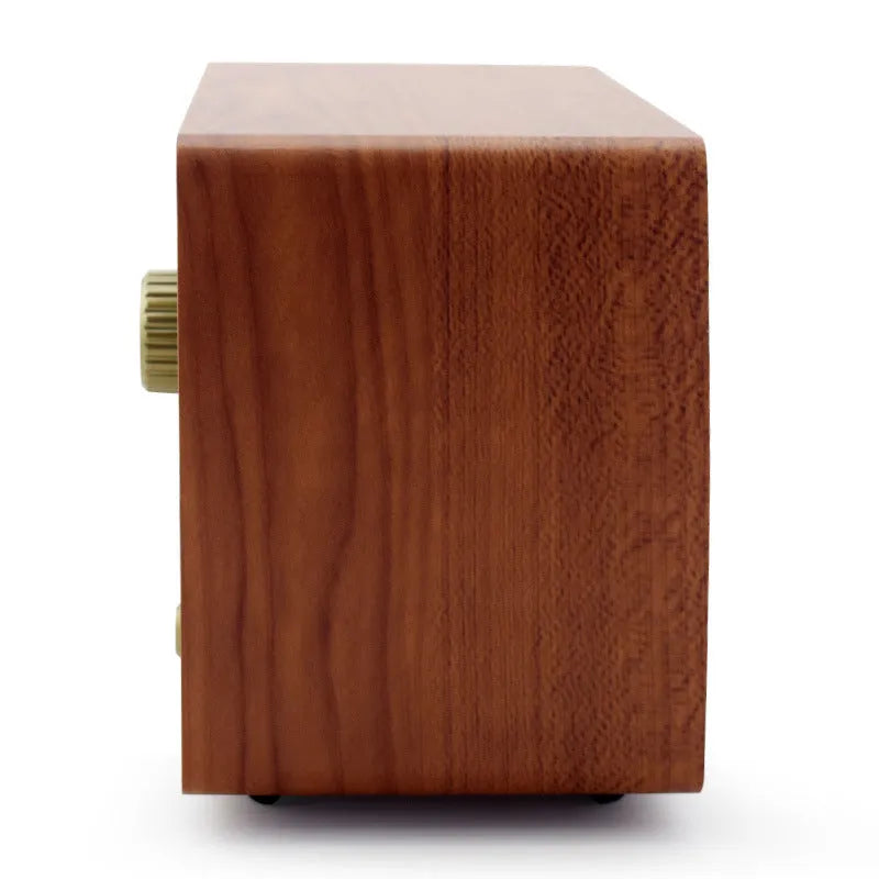 R08 wooden old-fashioned semiconductor home Bluetooth radio in dark brown, FM AM with tone control