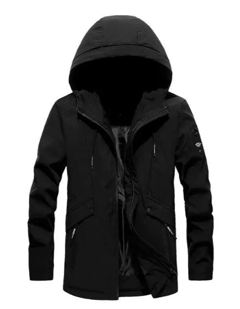 Men's chemical fibre blend jacket with full zip in Black colour option