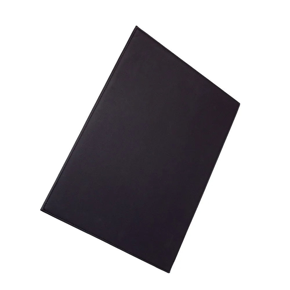 A4 anti-radiation laptop cooling pad with waterproof PU leather cover in various colours on a desk.