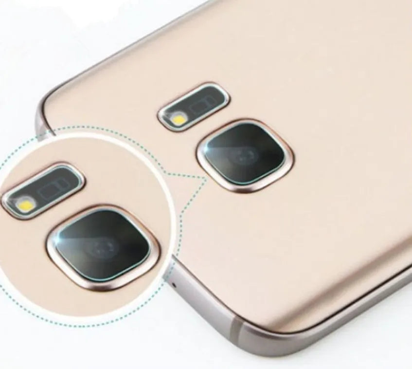 Samsung Galaxy S7 Edge and S8 tempered glass rear camera lens protective film with flash cover.