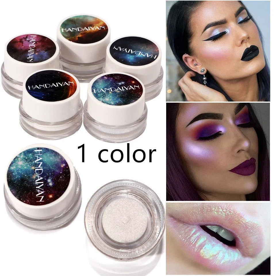 5-colour Aurora Chameleon highlighter shimmer eyeshadow bronzer contour palette in compact 3.5cm by 2.5cm size