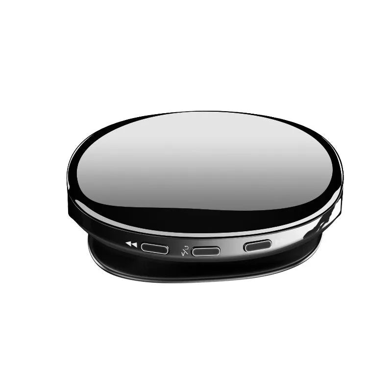Blue Bluetooth MP4 music player with OLED screen showing track information.
