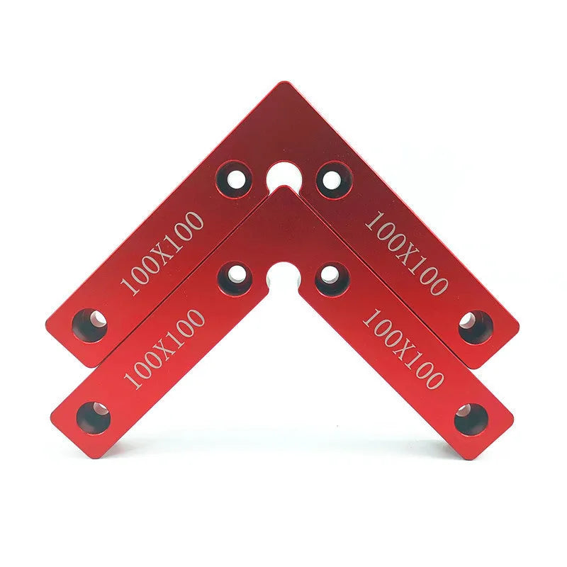 Aluminium right angle positioning block for woodworking jigsaw fixtures.