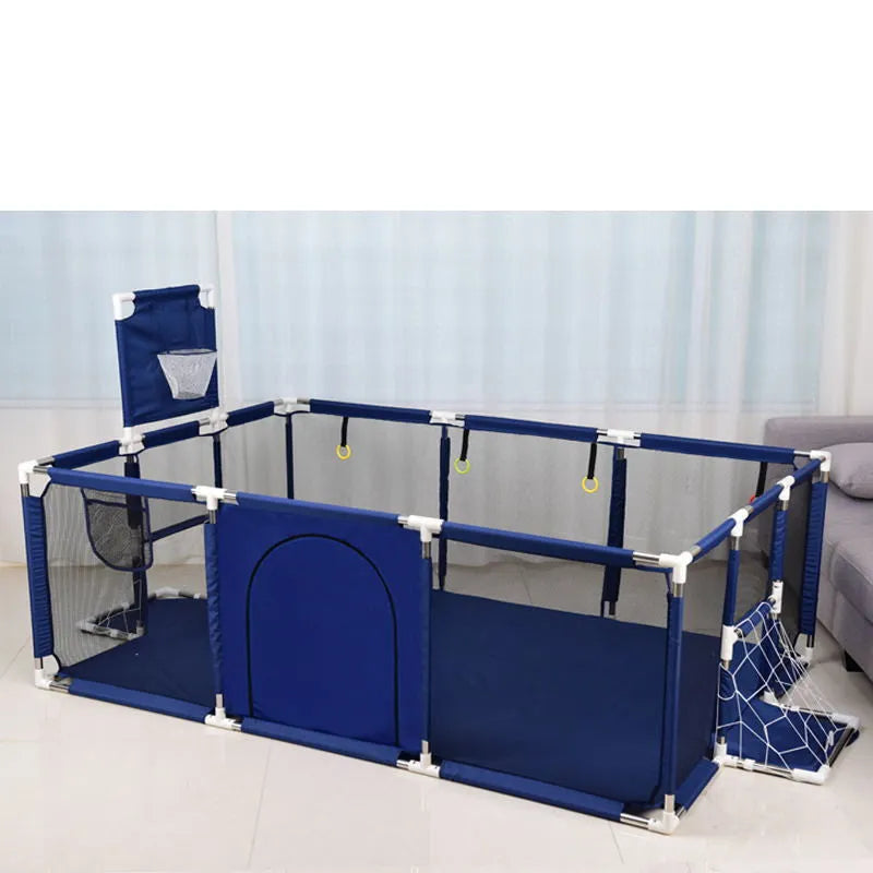 Children's tent playpen with Oxford cloth fence and stainless steel frame in dark grey, 1.22x2.3x1.05m, for indoor play
