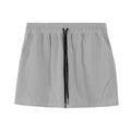 Men's thin grey basketball shorts made from polyester with an elastic waistband.