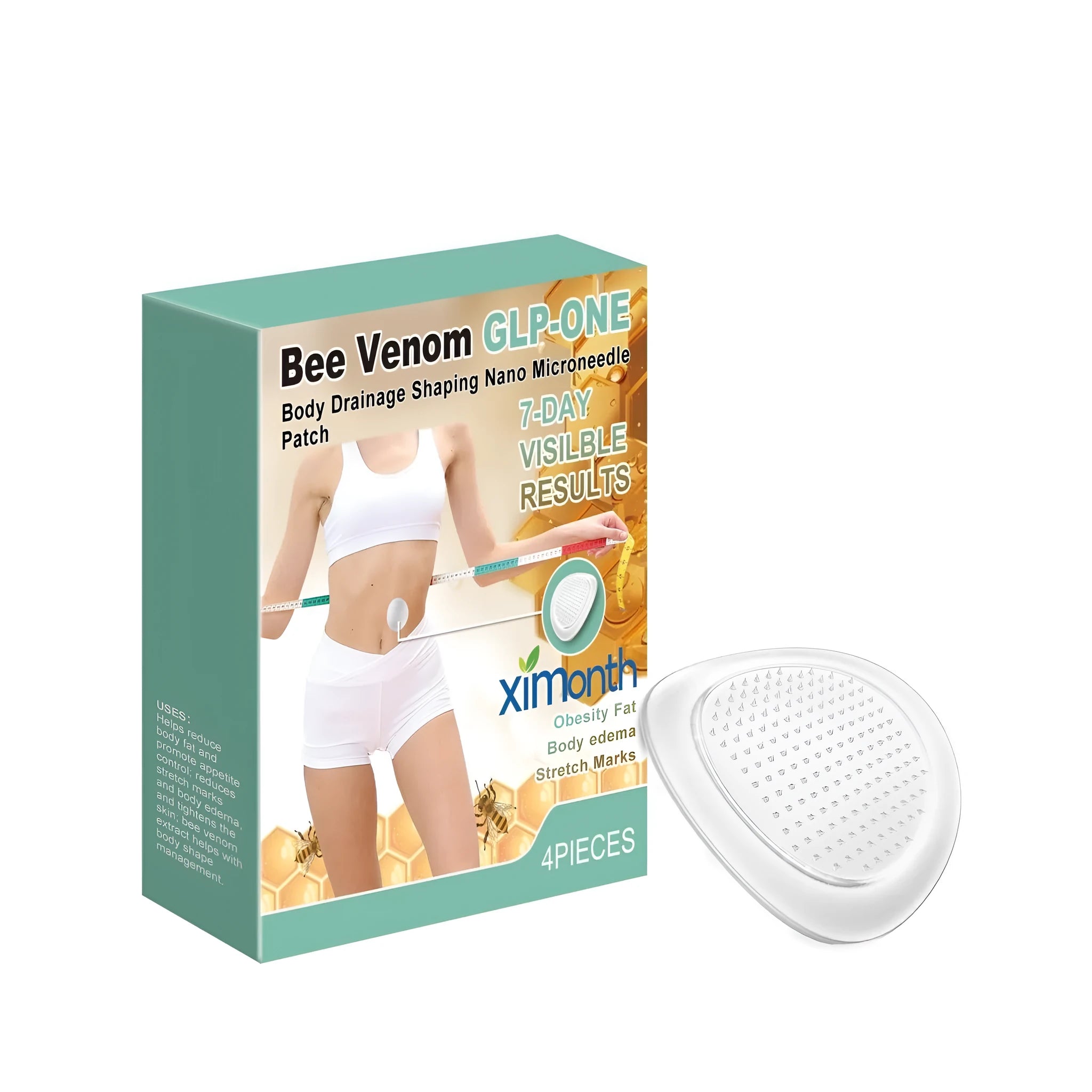 Four nano microneedle body drainage shaping patches for facial contouring.