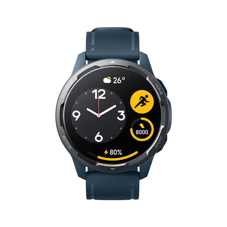 Smart watch with dual-band GPS and call function on a silicone strap in blue colour.