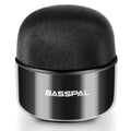 Black portable mini Bluetooth speaker with waterproof rating and button controls