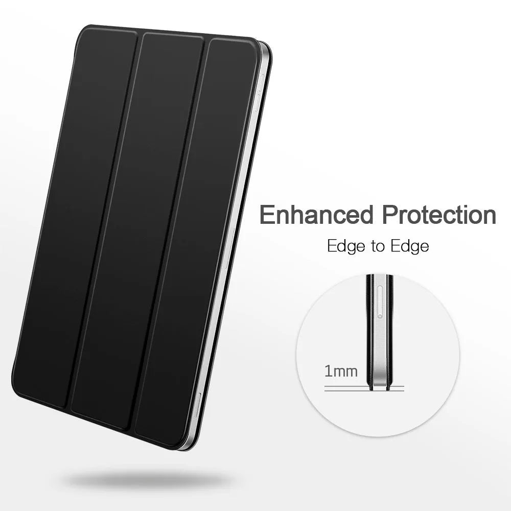 Magnetic smart case for iPad Pro 11 2018 release with trifold stand and rubberized cover in black