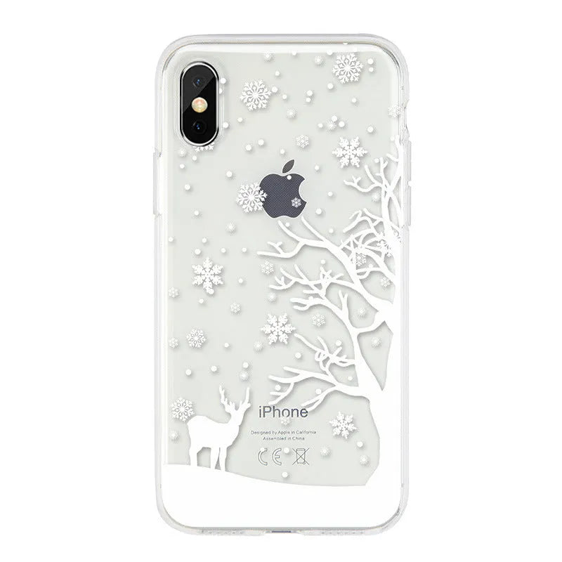 Christmas snowflake elk TPU phone case for iPhone with cartoon design, blue flower colour option