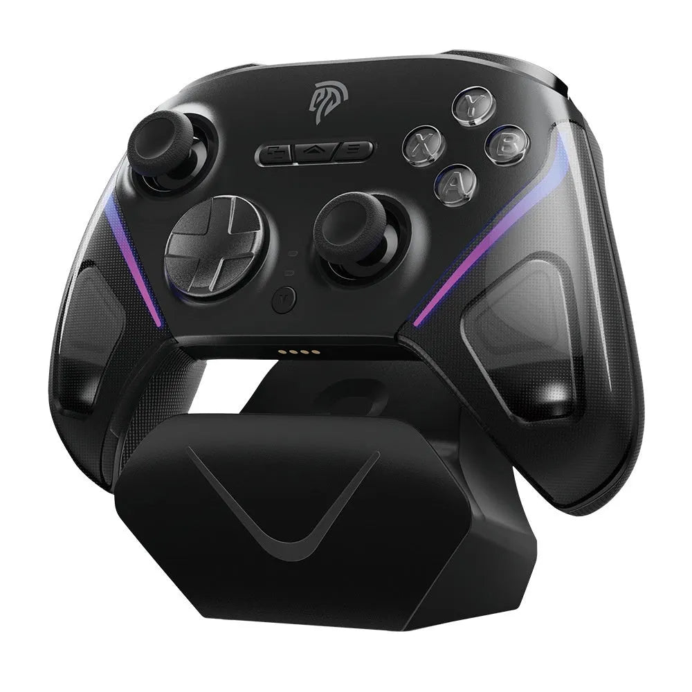 PlayStation controller charging dock with Smart Start/Stop technology in black, green or purple