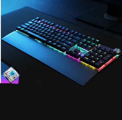 F2088 mechanical keyboard with 108 keys, wired USB, detachable hand rest, black colour