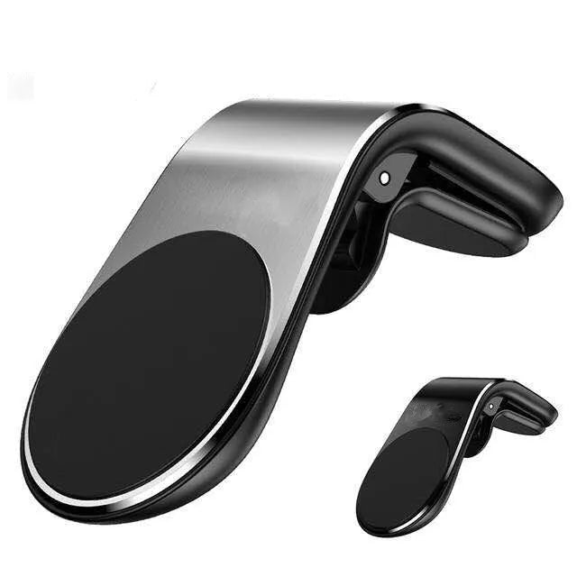 Car bracket phone holder with sticky gel pad in black mounted on car dashboard, universal fit for smartphones
