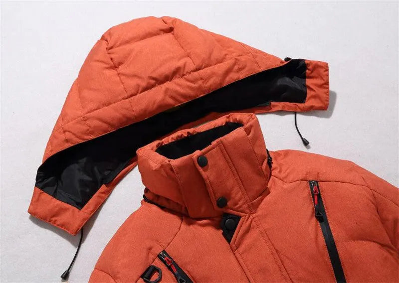 Men's polyester fibre down jacket in black, available in multiple colours and Asian sizes L to 4XL