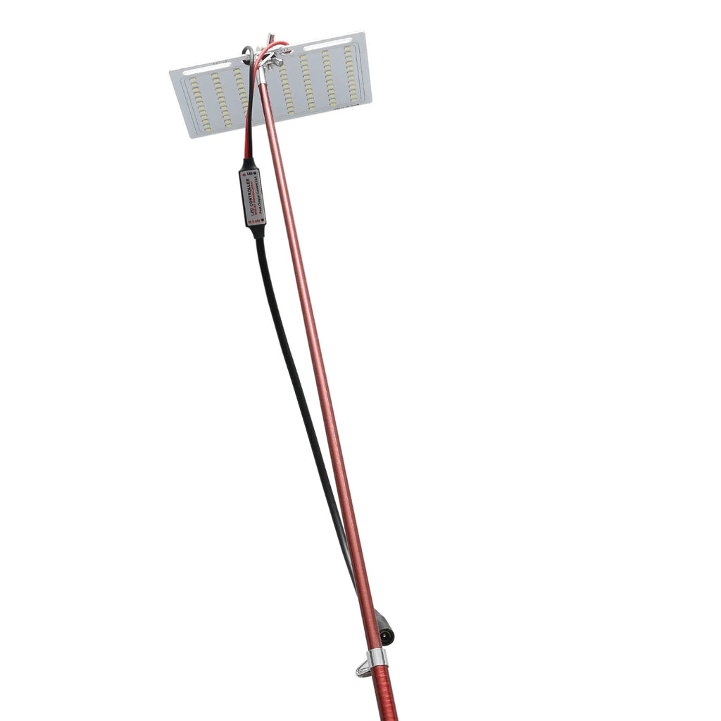 LED fishing rod light unit mounted on telescopic pole with remote control for outdoor lighting