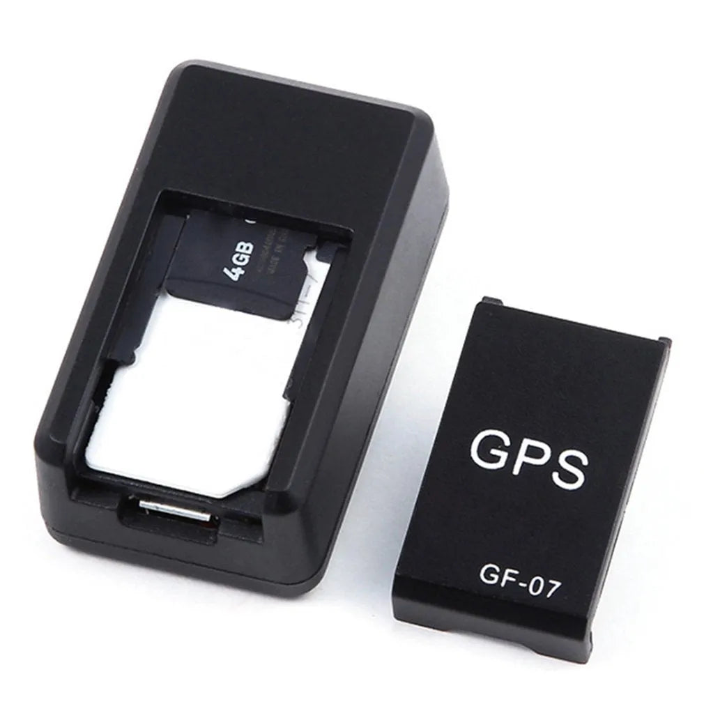 Black mini magnetic GPS tracker device for car and vehicle tracking with USB charging cable