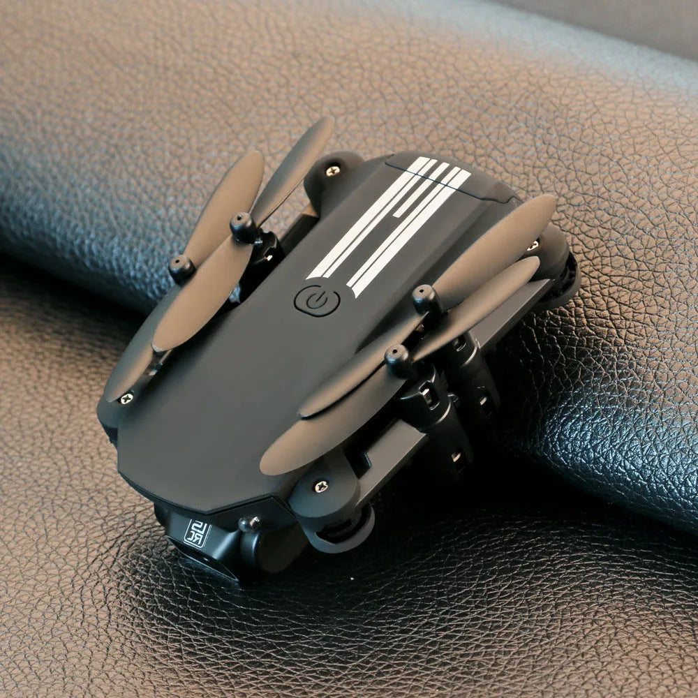 Mini folding drone 4K WiFi FPV in black with foldable arms and LED lights