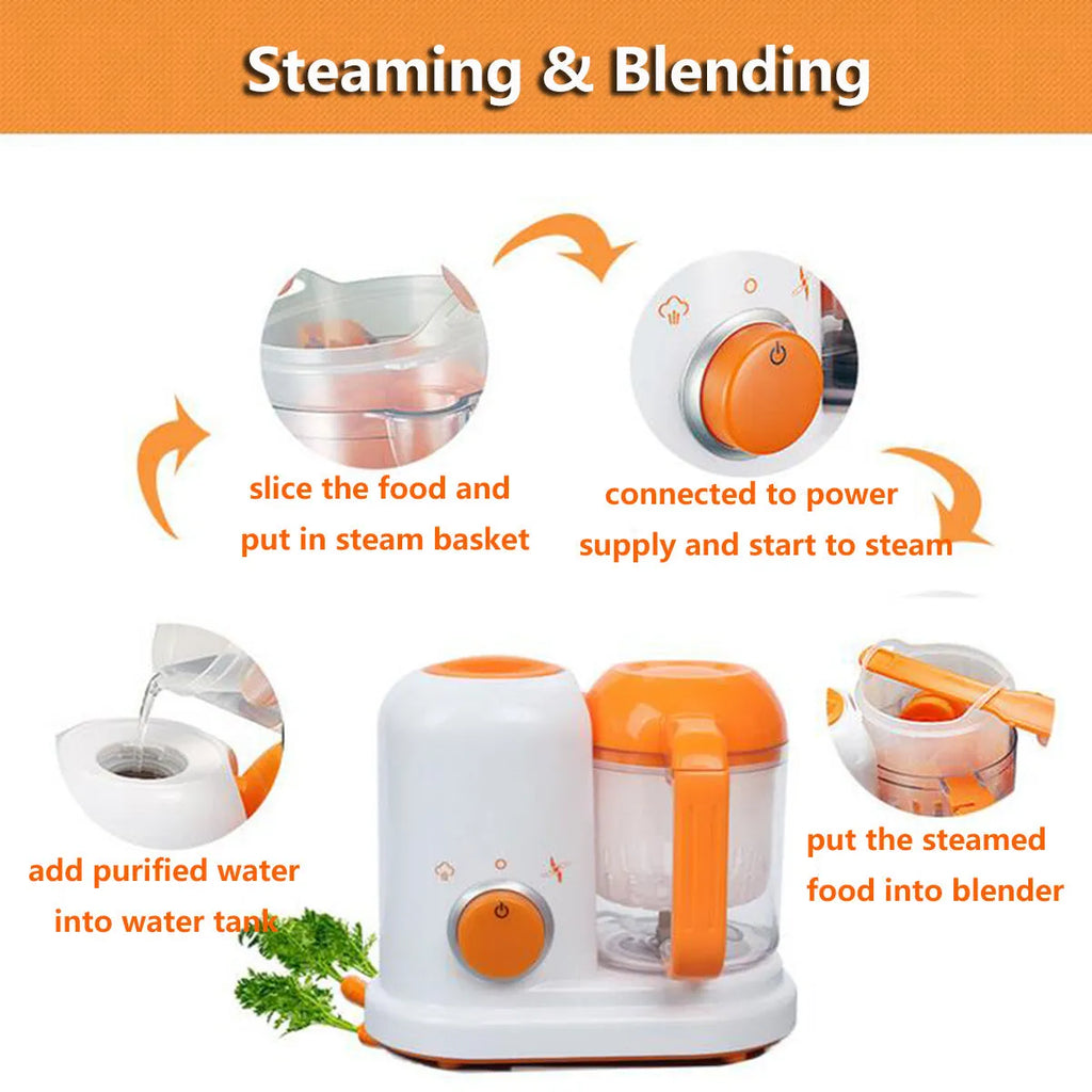 Multi-function baby food processor in light green with 190ml capacity steam and stir functions