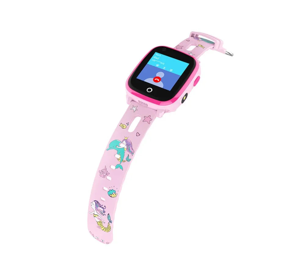 Kids GPS Smart Watch DF33Z in blue with 1.4 inch OLED screen, silicone strap, and IP67 waterproof rating