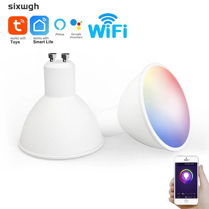 GU10 smart LED spotlight bulb with Wi-Fi and RGBCCT colour changing capabilities
