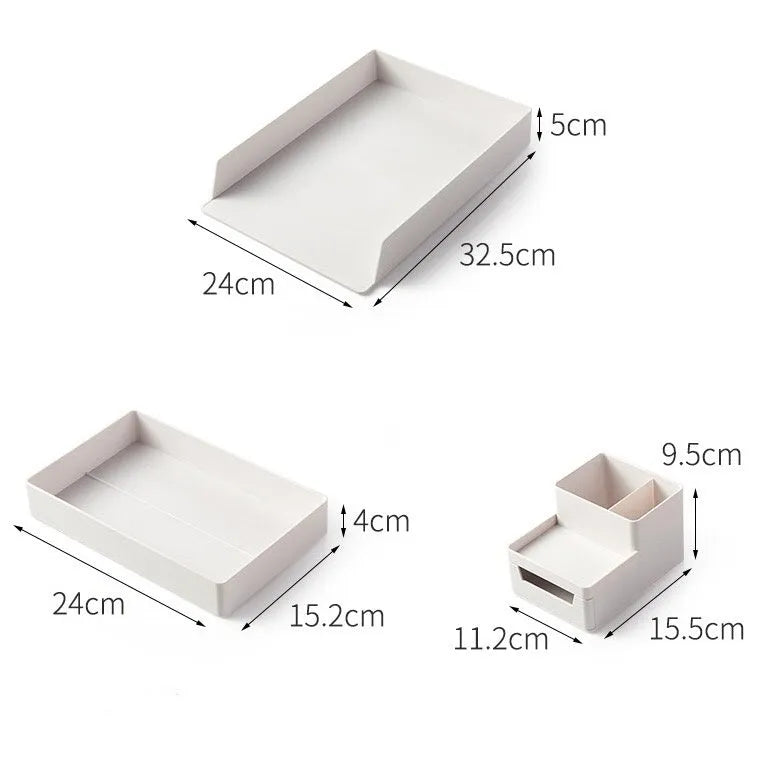 White PP plastic A4 document storage box with drawer style, three size options: small, medium and large