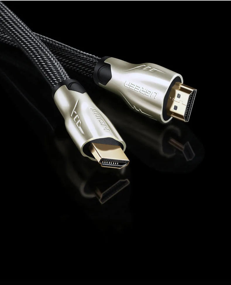 5 metre long black HDMI cable with gold-plated connectors on a white background.
