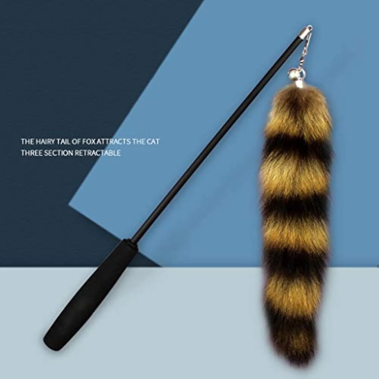 Black cat toy wand with elastic string measuring 42 metres for interactive feline play
