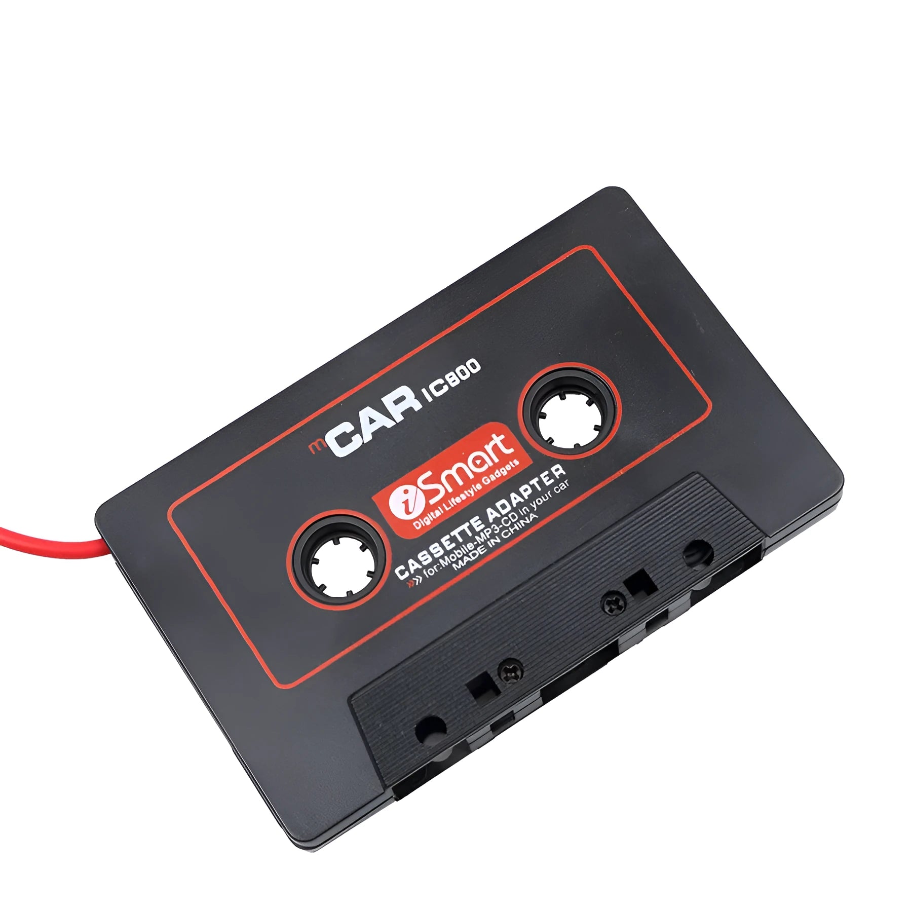 Black car cassette adapter with 3.5mm jack for MP3 player and mobile phone connection