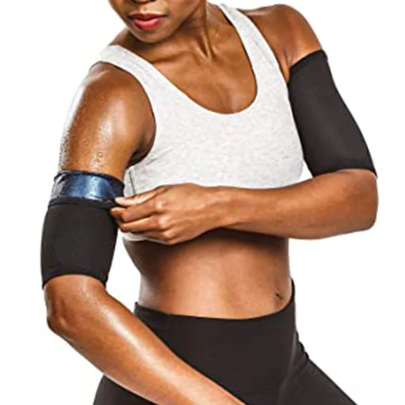 Arm band sports sweatband shown in blue, silver, black and yellow, and black and red colour options.